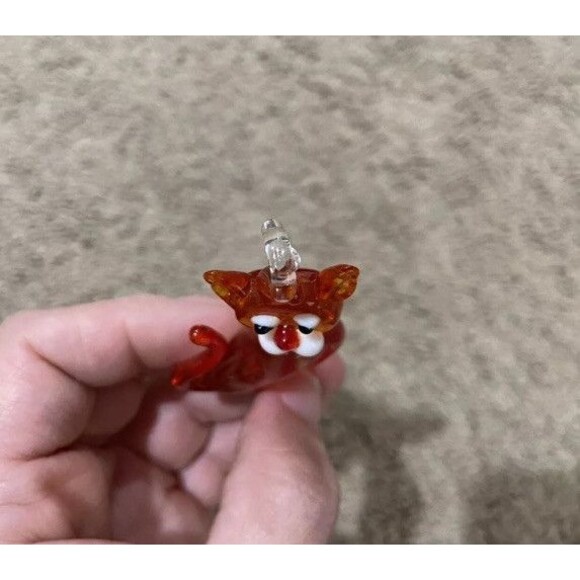 Vintage Blown Art Glass Amberina Red Aventurine Cat Pendant for Necklace 2.5” - Picture 5 of 6